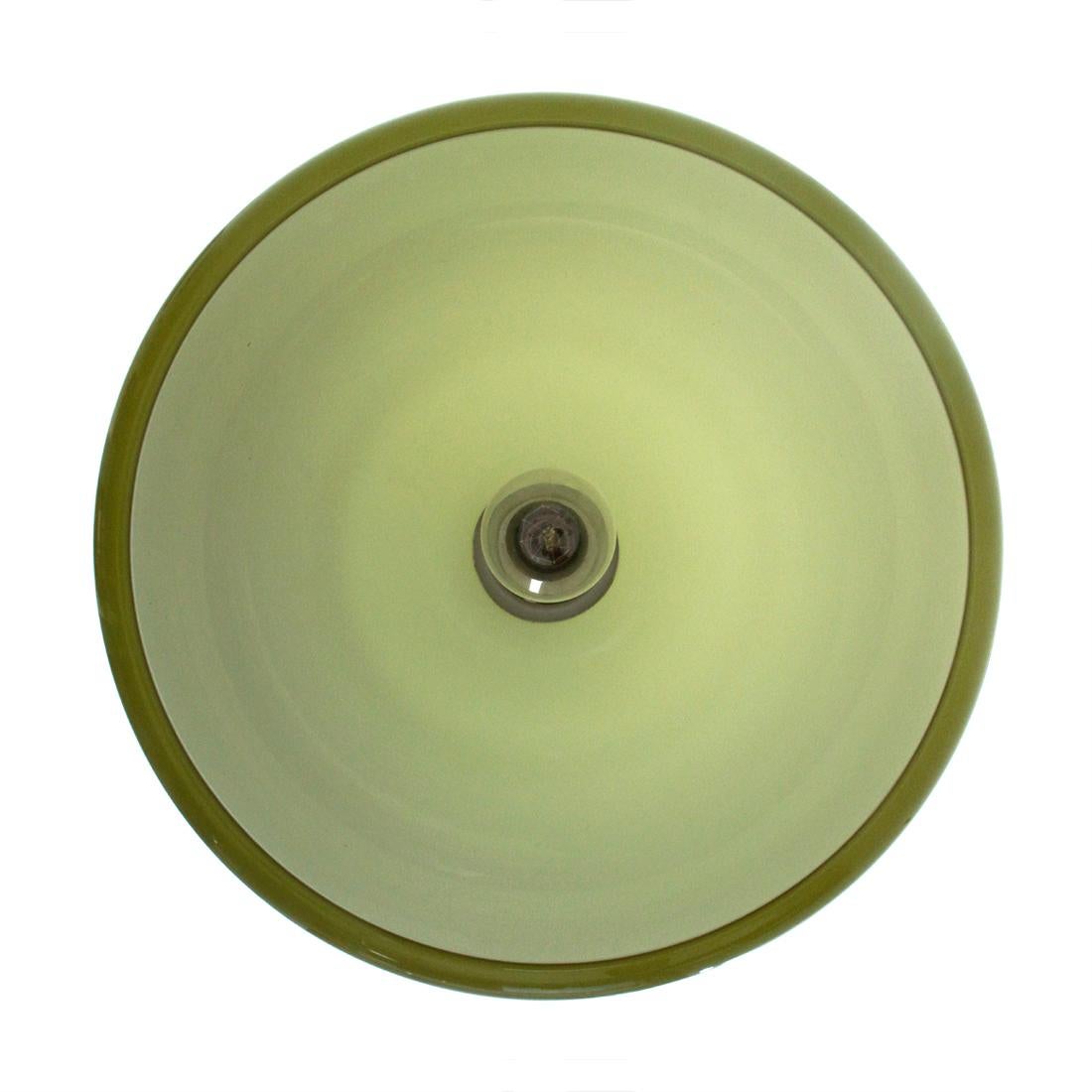 Italian Pendant Lamp in Green Glass, 1950s 1