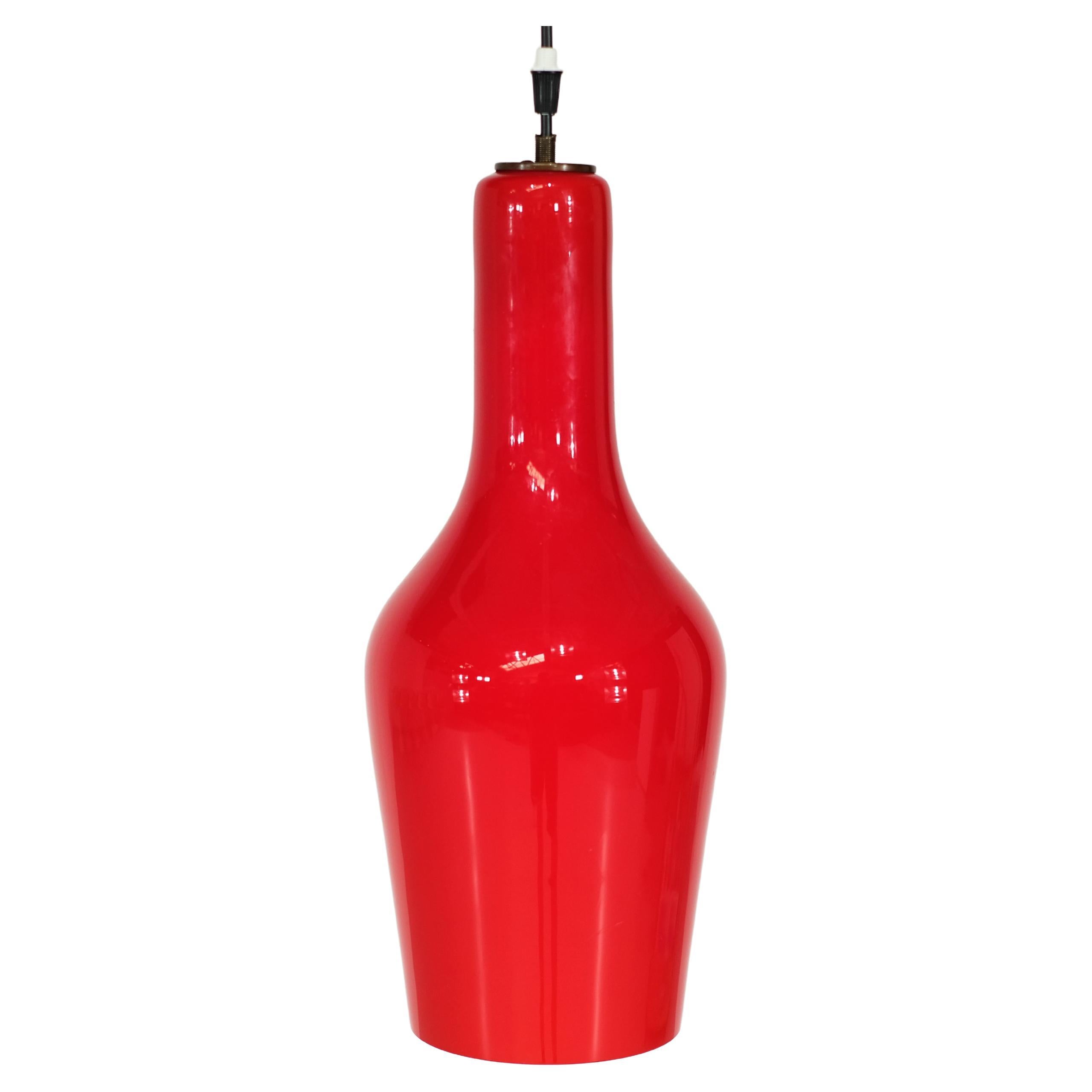 Italienische Pendelleuchte aus rotem Opal - 1960er Jahre