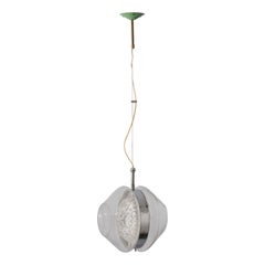 Lampada a sospensione italiana, vetro di Murano e ottone, design moderno degli anni '60