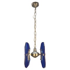 Italian Pendant Light In Blue Glass By Veca