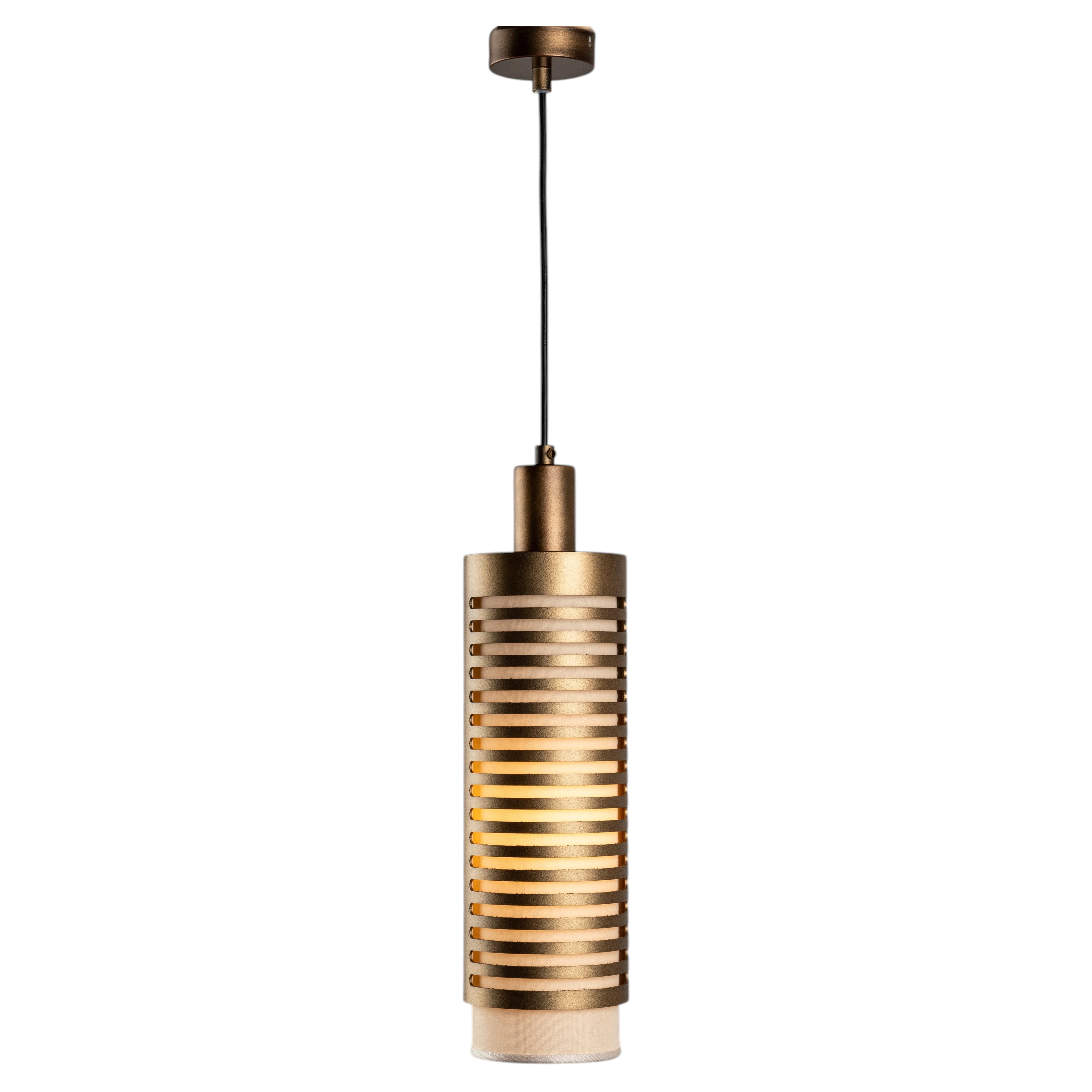 Italian Pendant Light in Burnished Metal For Sale
