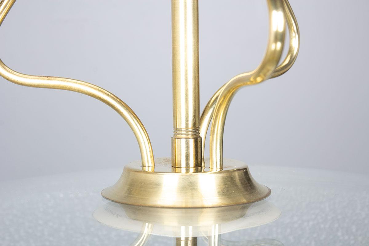 Italian pendant light in glass, black metal and brass, 1950 For Sale 1