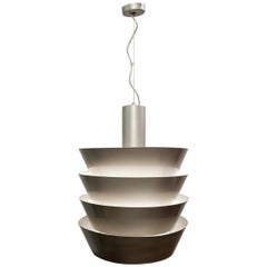 Italian Pendant Light in Silver Metal, 1960s