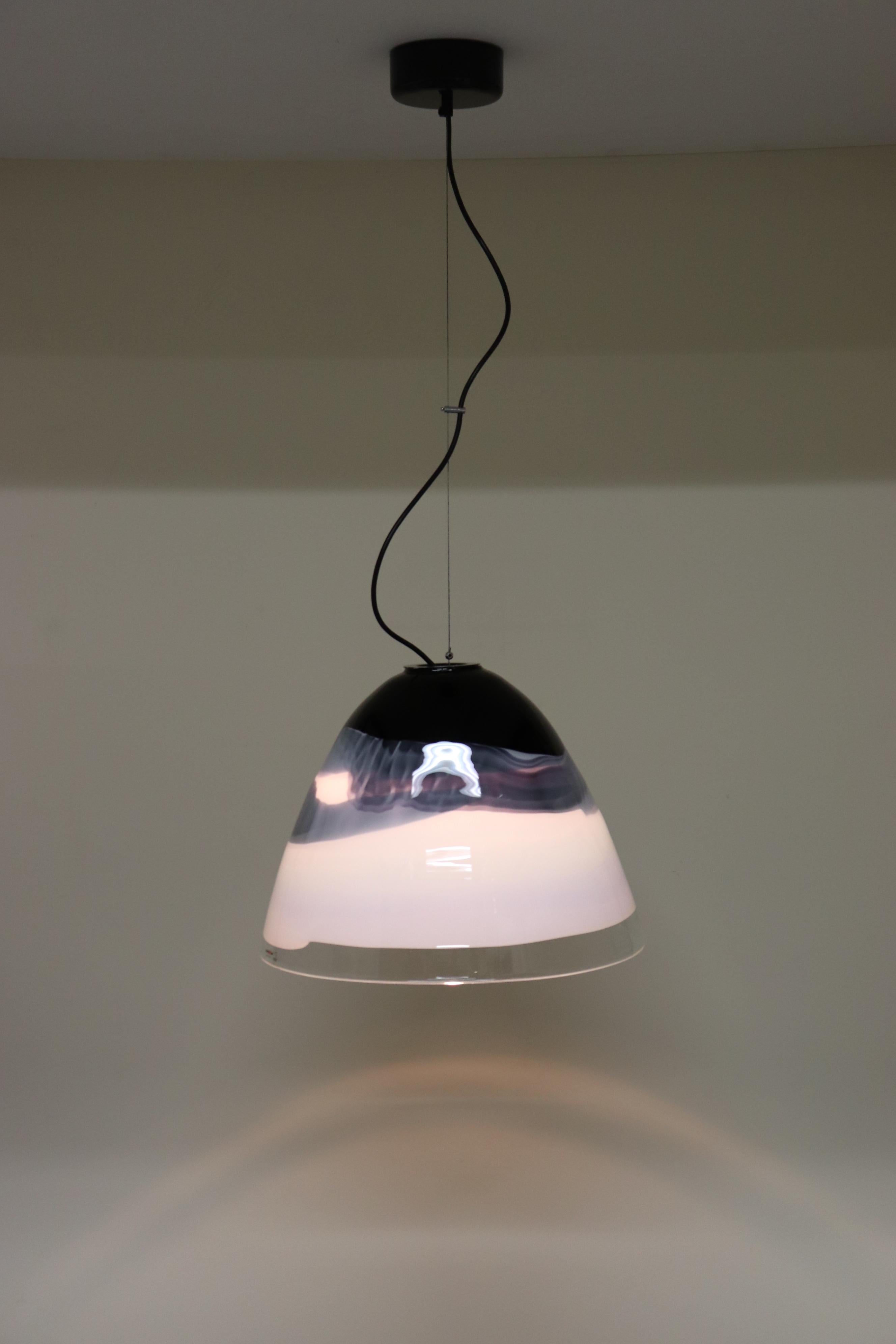 Late 20th Century Mid-Century Modern Italian Pendant Lamp Murano Hand Blown Glass by Murano Due For Sale
