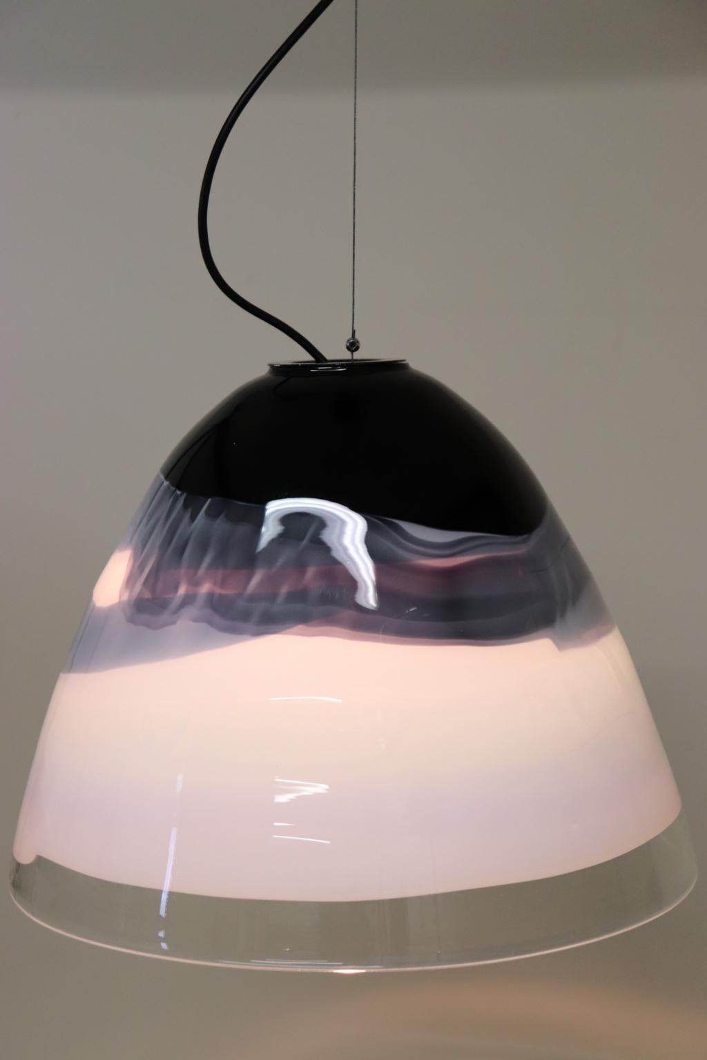 Mid-Century Modern Italian Pendant Lamp Murano Hand Blown Glass by Murano Due For Sale 4