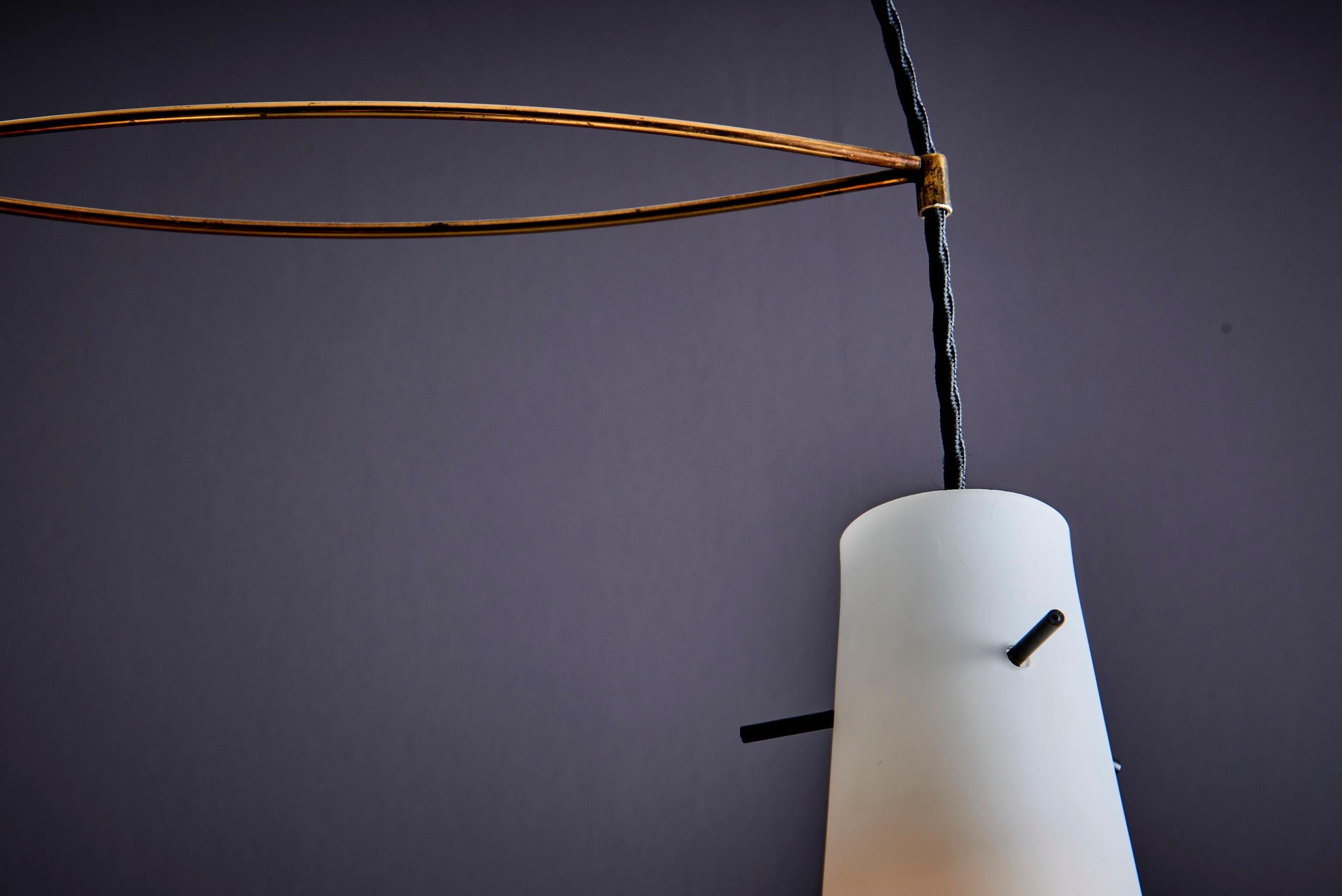 Italian Pendant Light with two glass shades Italy - 1950s In Good Condition For Sale In Berlin, DE