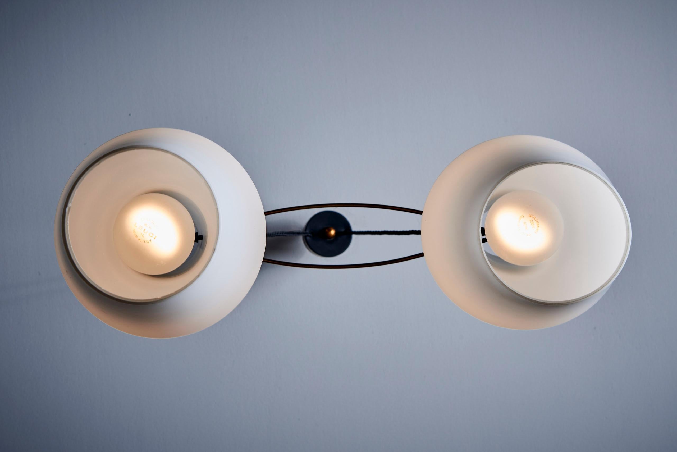Mid-20th Century Italian Pendant Light with two glass shades Italy - 1950s For Sale