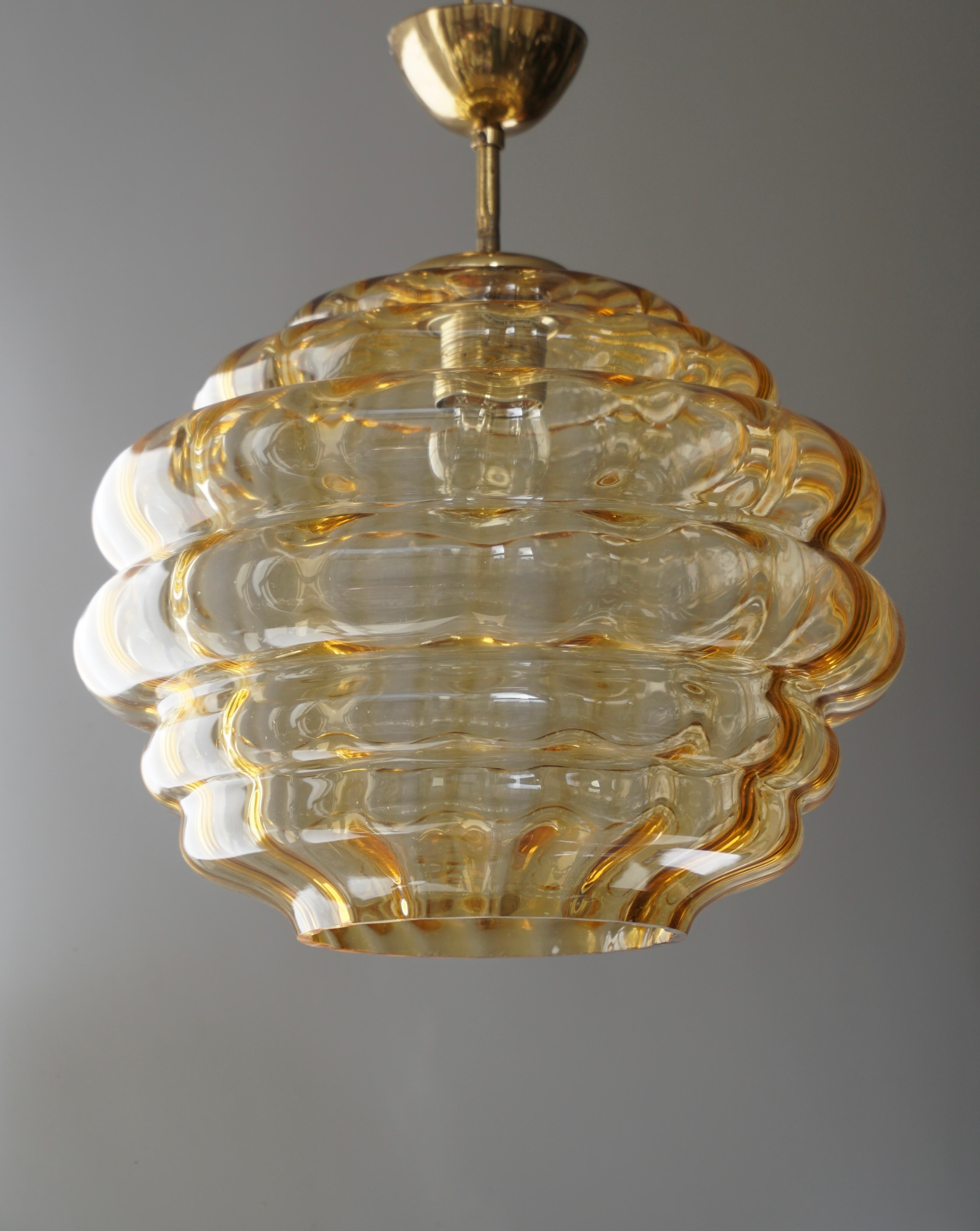 Italian Pendant with Colored Murano Glass Shade, 1970s In Good Condition In Antwerp, BE
