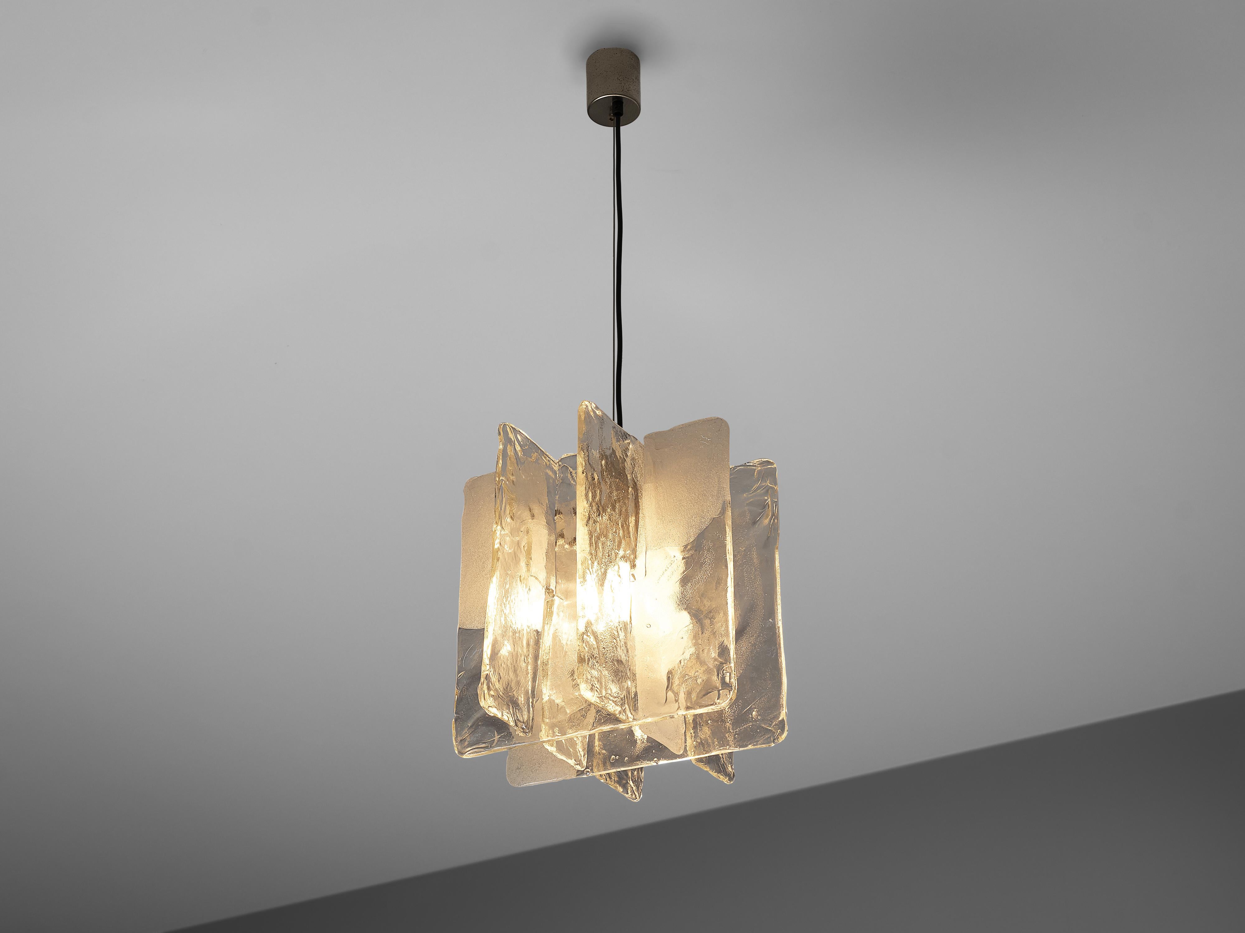 Italian Pendant with Structured Glass and Brass 2