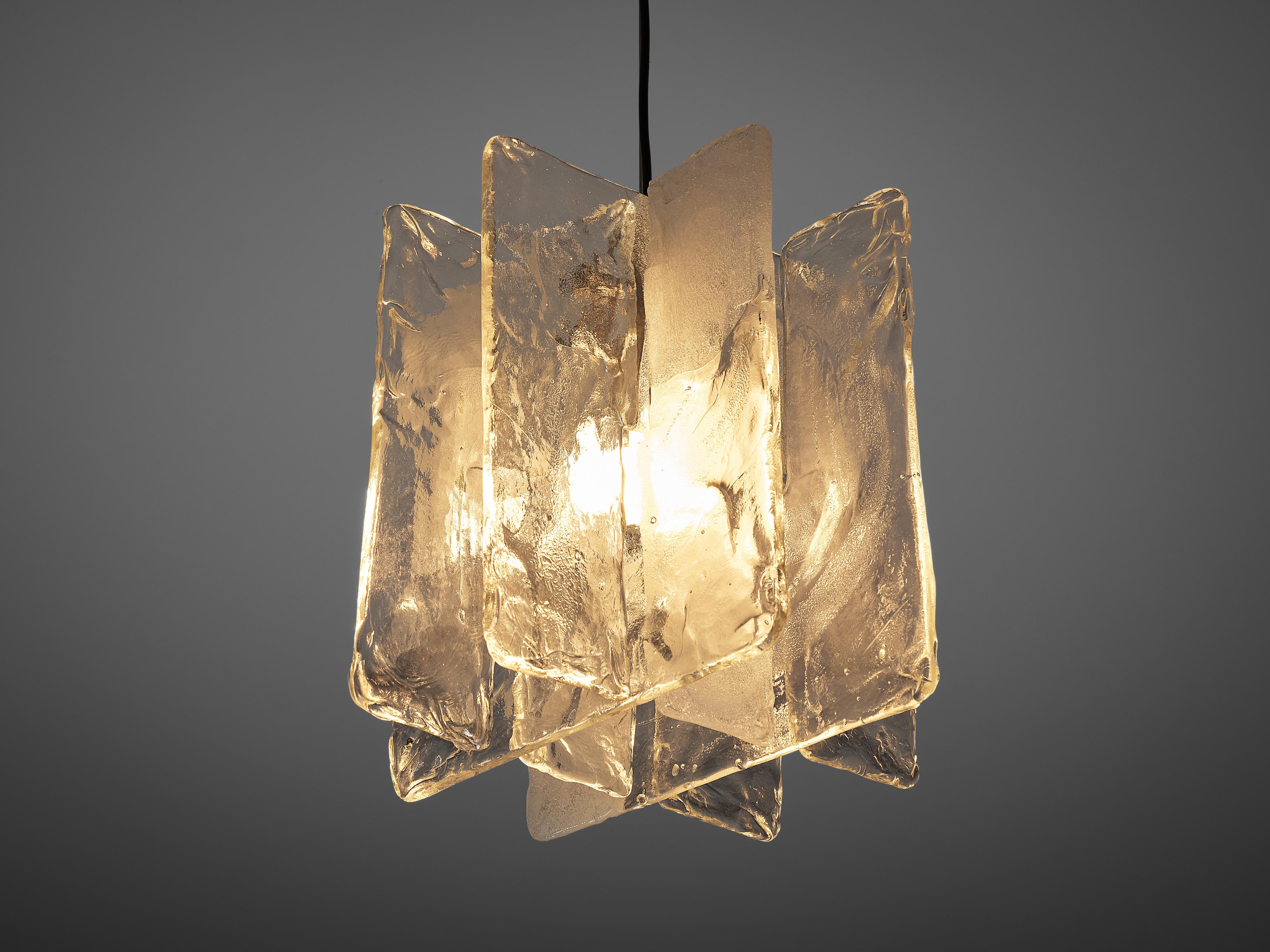 Italian Pendant with Structured Glass and Brass 3