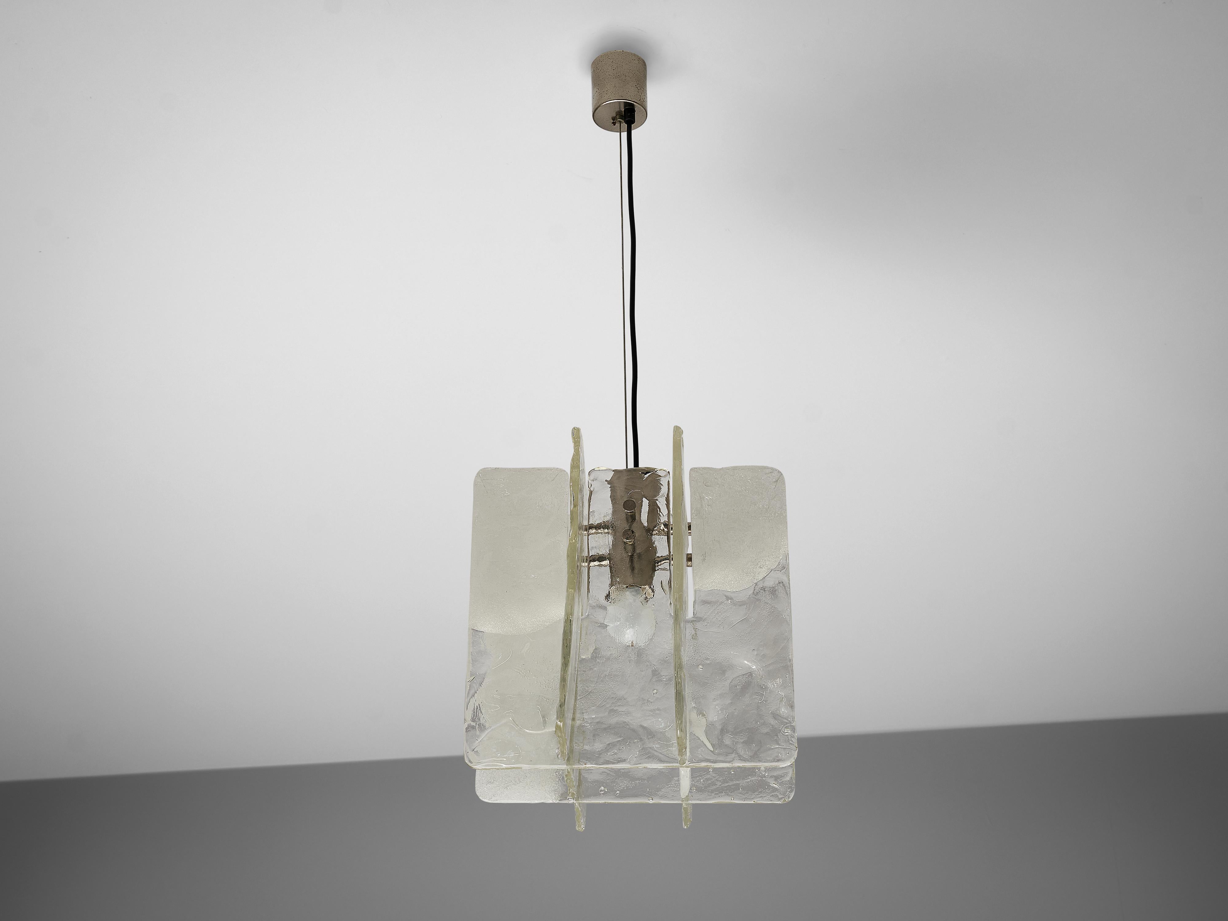 Italian Pendant with Structured Glass and Brass 5
