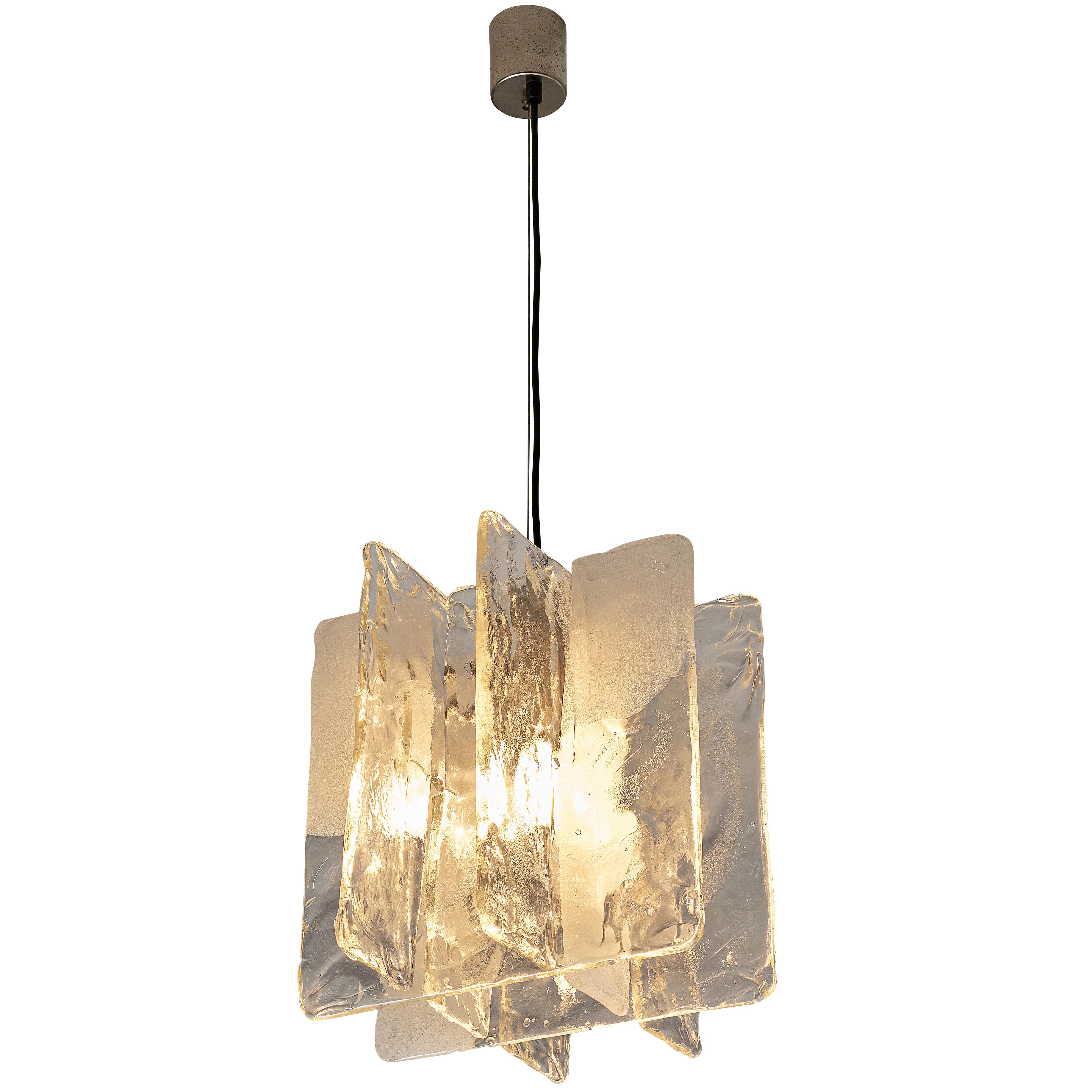Italian Pendant with Structured Glass and Brass