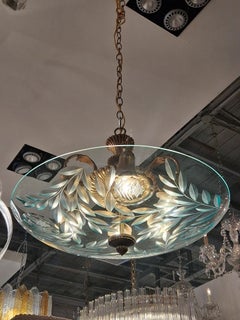 Italian Pendent Light Brass Glass Sweden