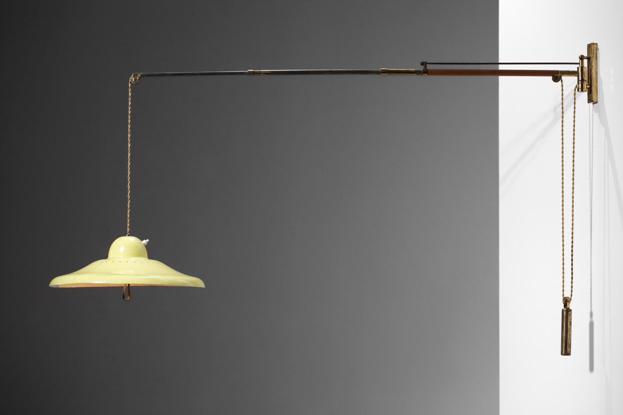 Mid-Century Modern Italian Period Lamp Arredoluce Style Yellow Pulley - F078 For Sale
