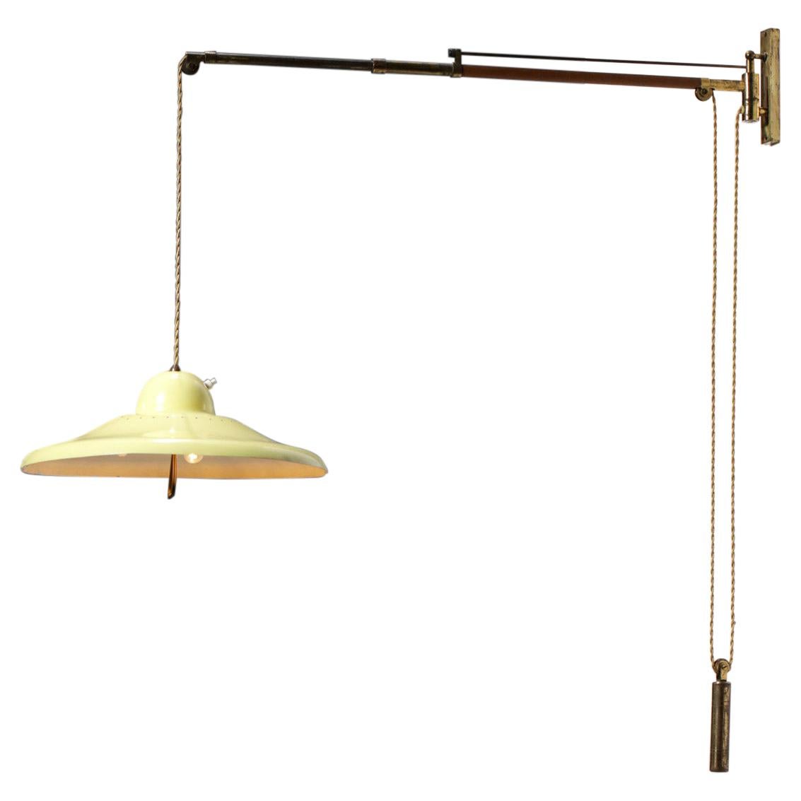 Lampe italienne d'époque Arredoluce style Pulley jaune - F078