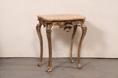 Italian Period Rococo Ornate Accent Table w/its Original Finish & Marble Top