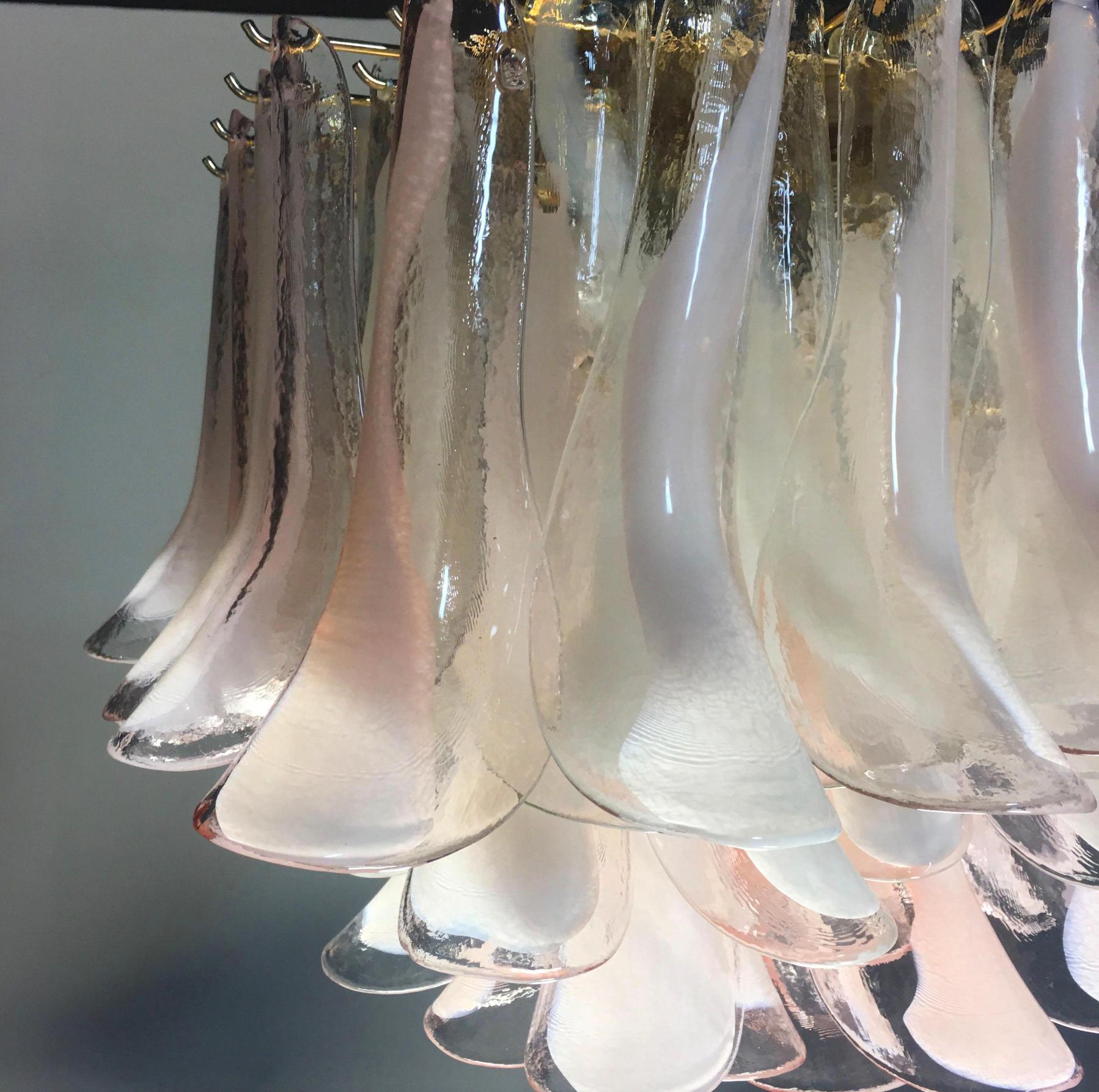 Metal Italian Petals Chandelier Ceiling Light, Murano For Sale