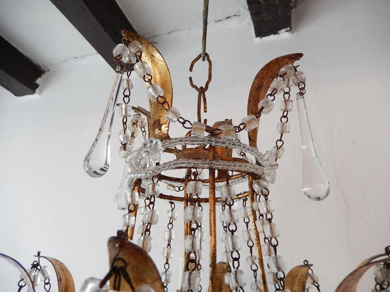 French Italian Petit Crystal Beaded Murano Drops Chandelier For Sale