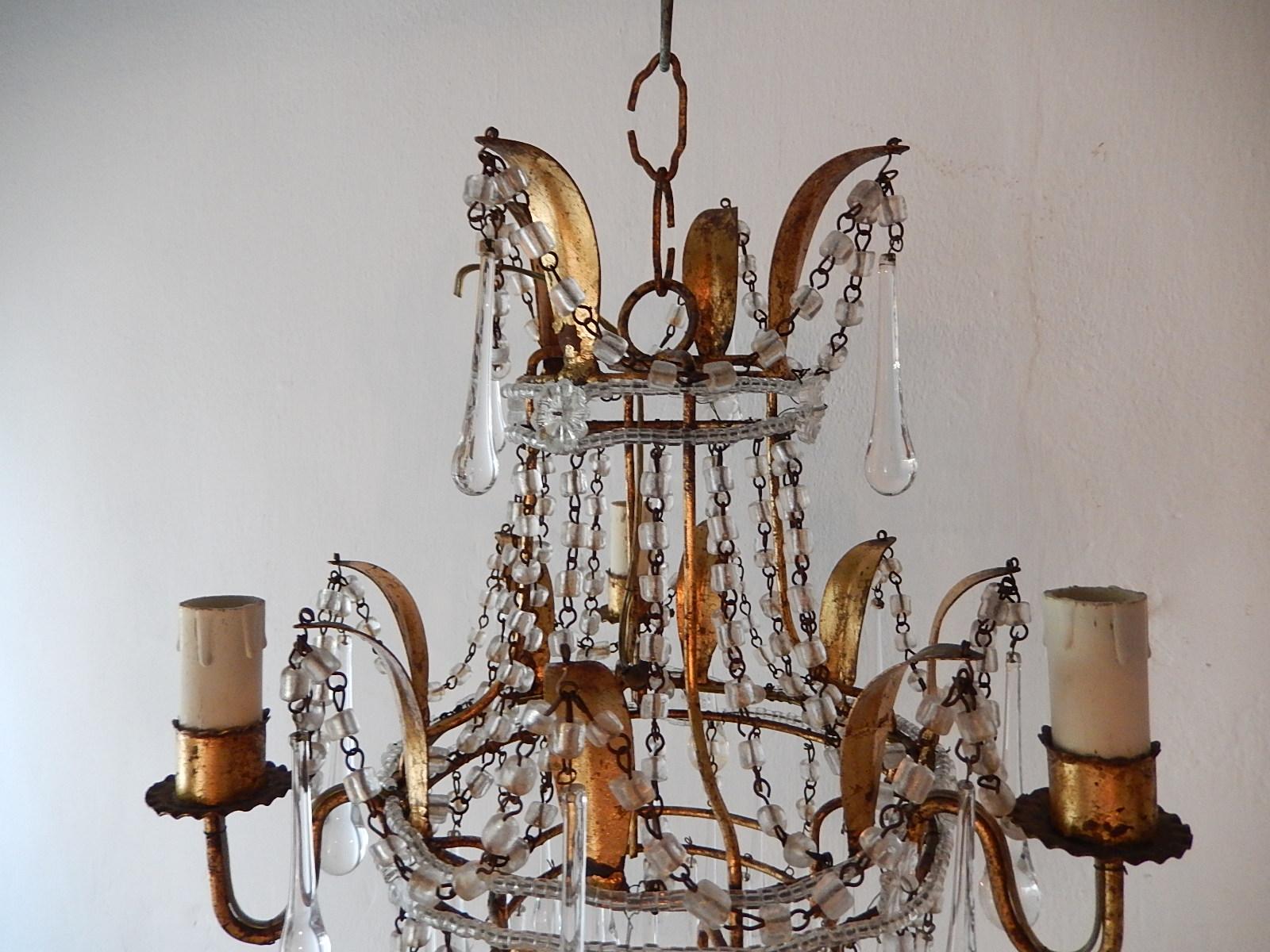 Italian Petit Crystal Beaded Murano Drops Chandelier In Good Condition For Sale In Firenze, Toscana