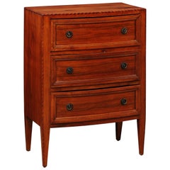 Italian Petite Commode with Subtle Bow-Shaped Front and Ribbon Inlay Banding