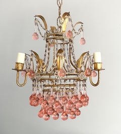 Italian Petite Pink Beaded Chandelier