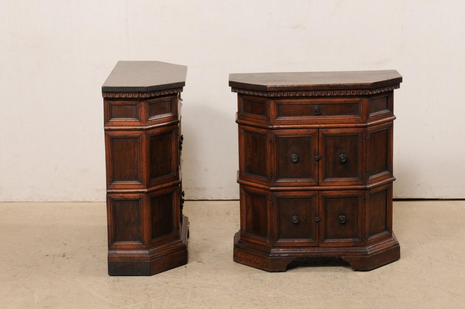 Italian Petite-Sized Paneled & Carved Console Cabinets, Early 19th Century 6