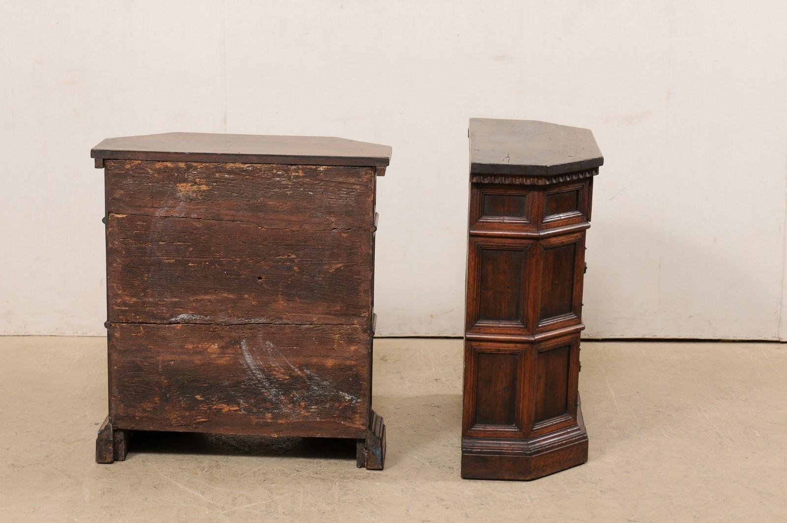 Italian Petite-Sized Paneled & Carved Console Cabinets, Early 19th Century 7