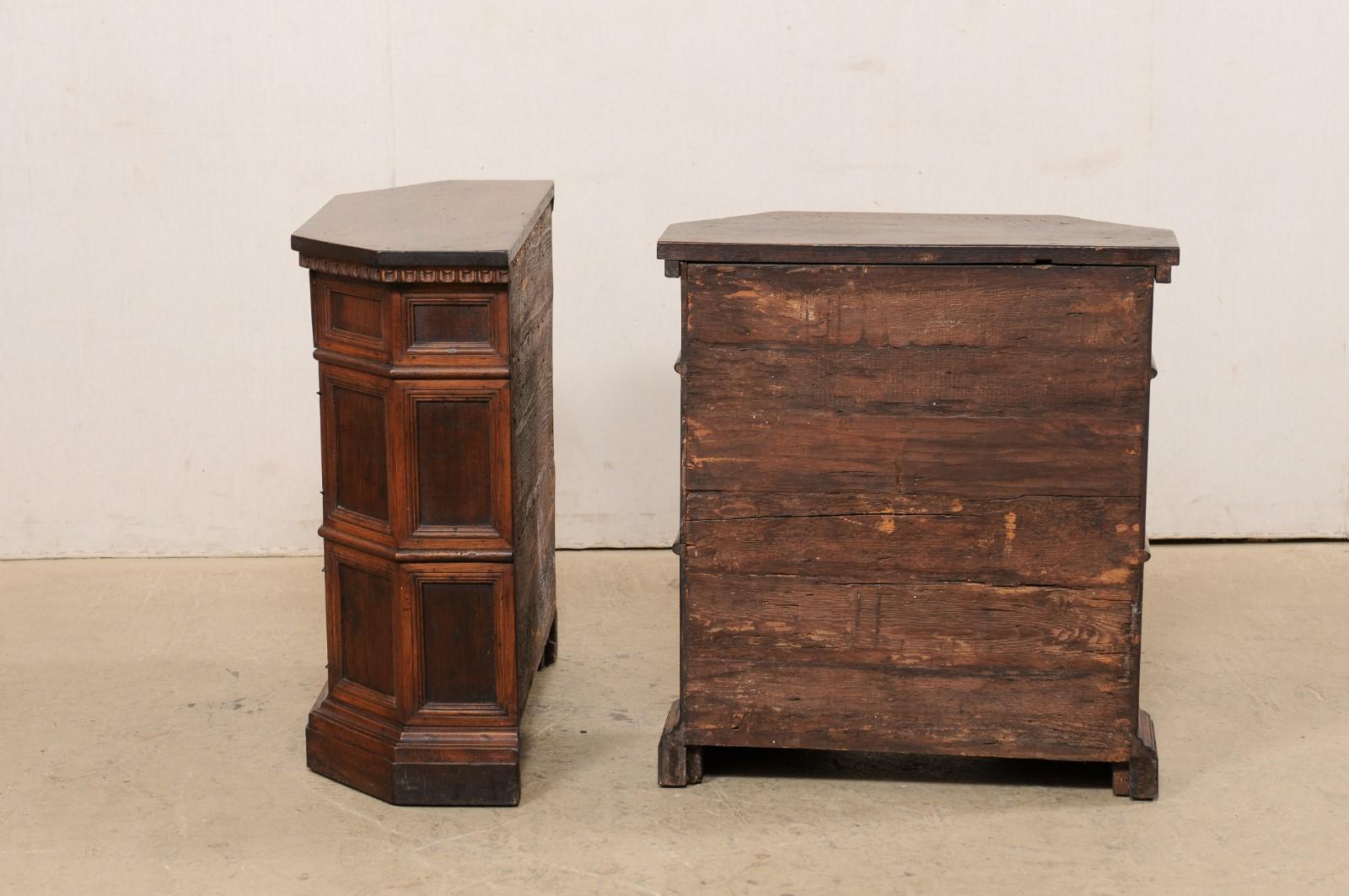 Italian Petite-Sized Paneled & Carved Console Cabinets, Early 19th Century 8