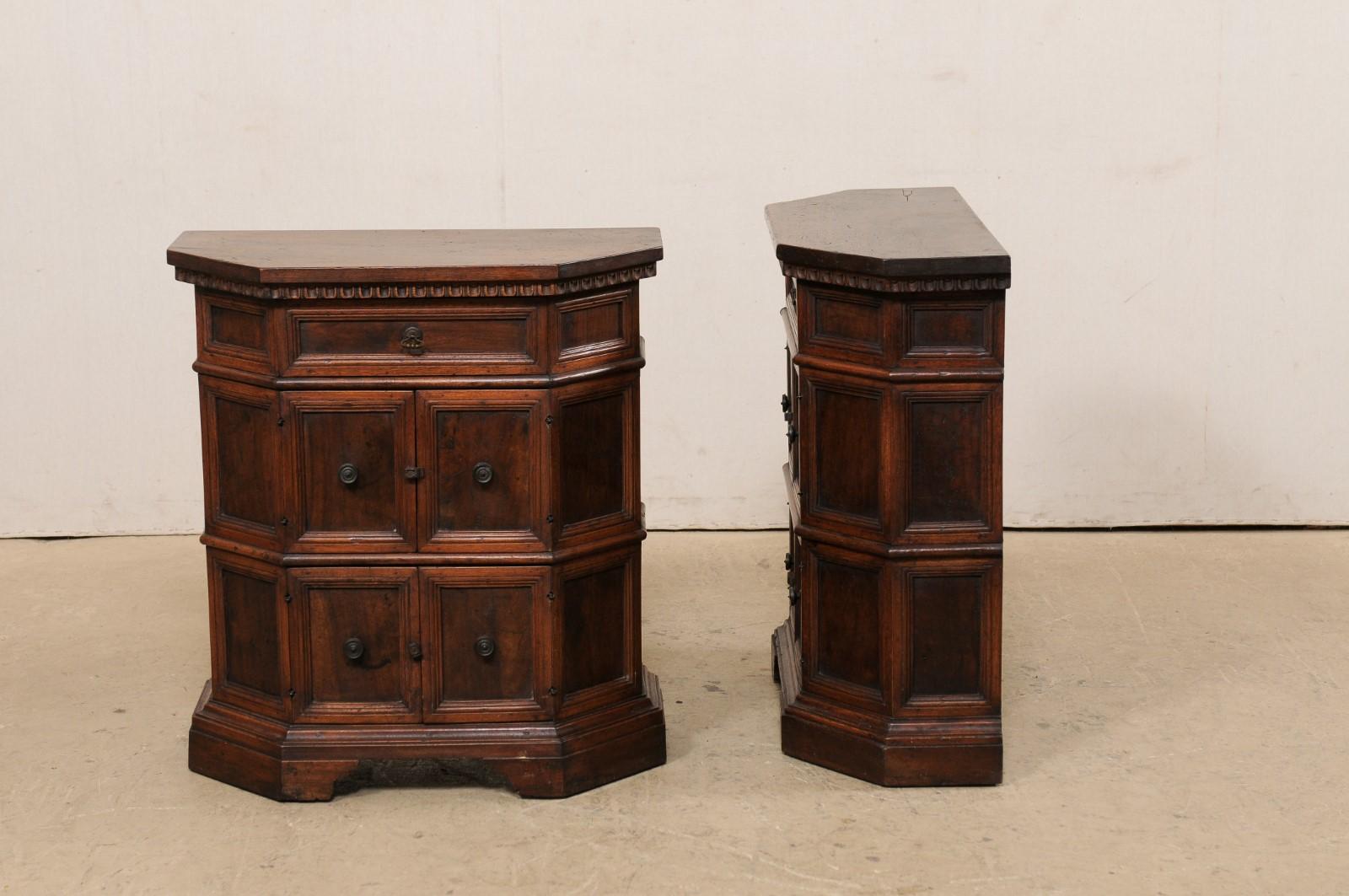 Italian Petite-Sized Paneled & Carved Console Cabinets, Early 19th Century 9