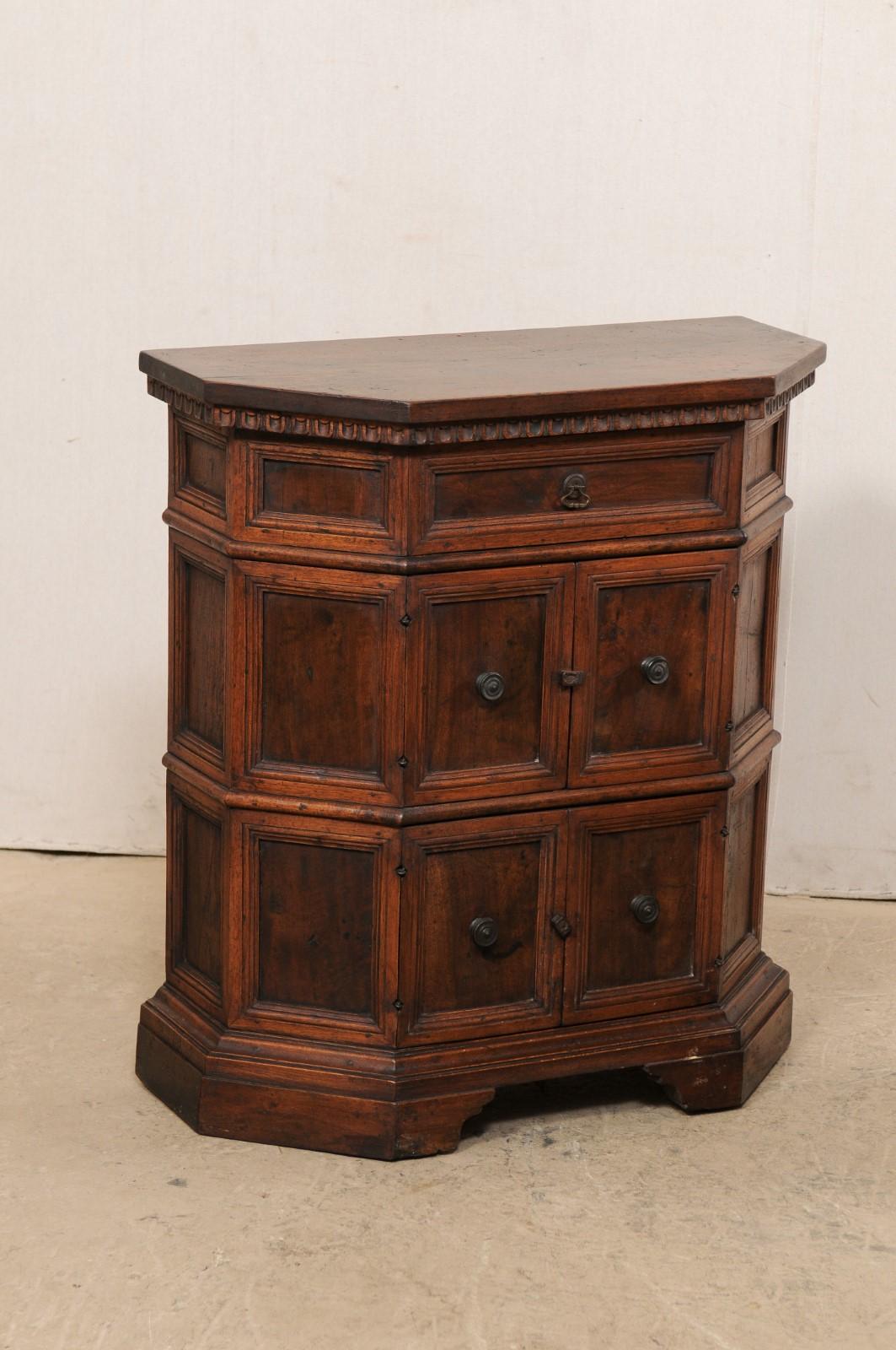 Italian Petite-Sized Paneled & Carved Console Cabinets, Early 19th Century In Good Condition In Atlanta, GA