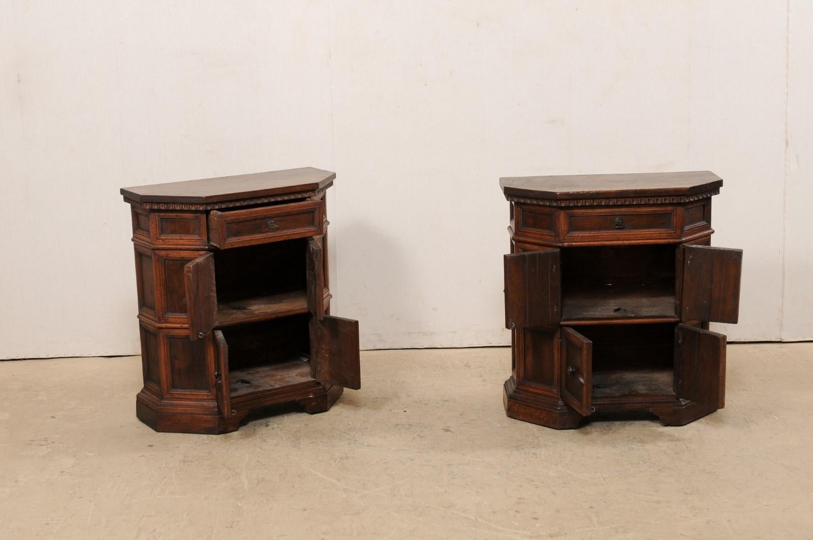 Italian Petite-Sized Paneled & Carved Console Cabinets, Early 19th Century 1