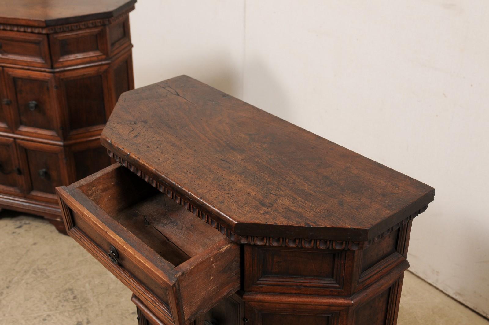 Italian Petite-Sized Paneled & Carved Console Cabinets, Early 19th Century 4