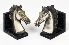Italian Pewter Horse Head Bookends