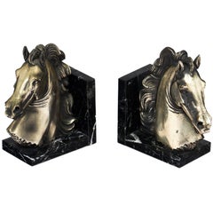 Italian Pewter Horse Head Bookends
