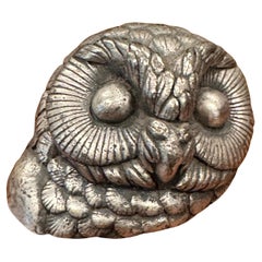 Italian Pewter Owl Bust Paperweight