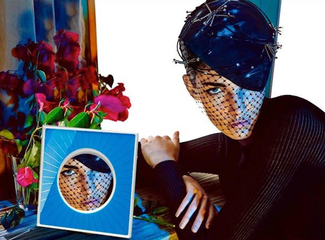 Italian Photo Frame in Blue Plexiglass, Sharing Blue For Sale 3