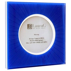 Italian Photo Frame in Blue Plexiglass, Sharing Blue