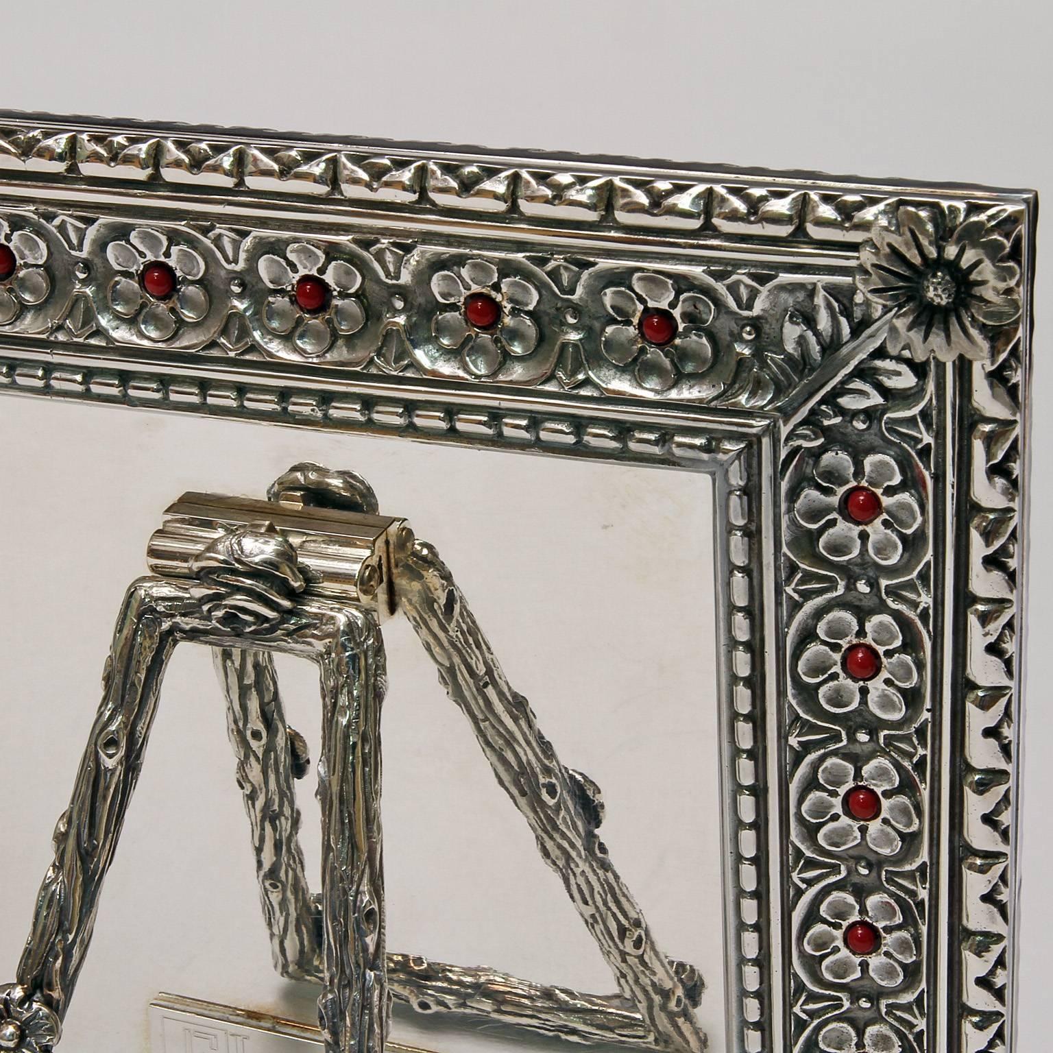 Marco de Fotos Italiano en Plata a la Cera Perdida , Coral Armonía Hecho a mano en venta