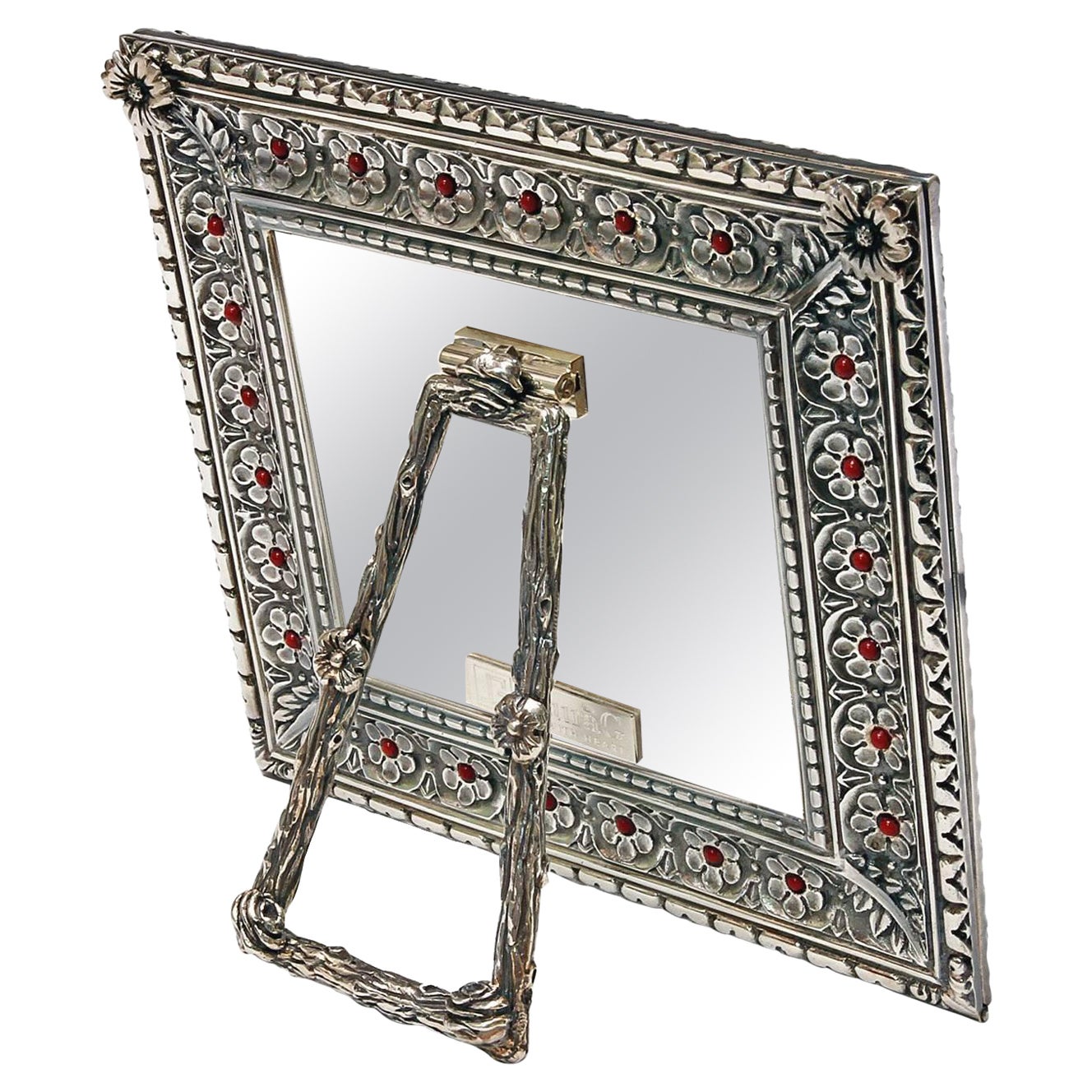 Italian Photo Frame in Lost Wax Silver , Harmony Coral