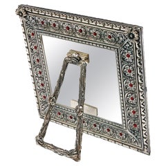 Italian Photo Frame in Lost Wax Silver , Harmony Coral