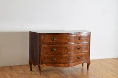 Italian, Piacenza, Rococo Period Walnut Veneer 3-Drawer Commode, Mid 18th cen.