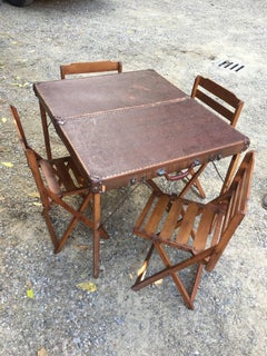 Italian Picnic Folding Table with Chairs from 1950s