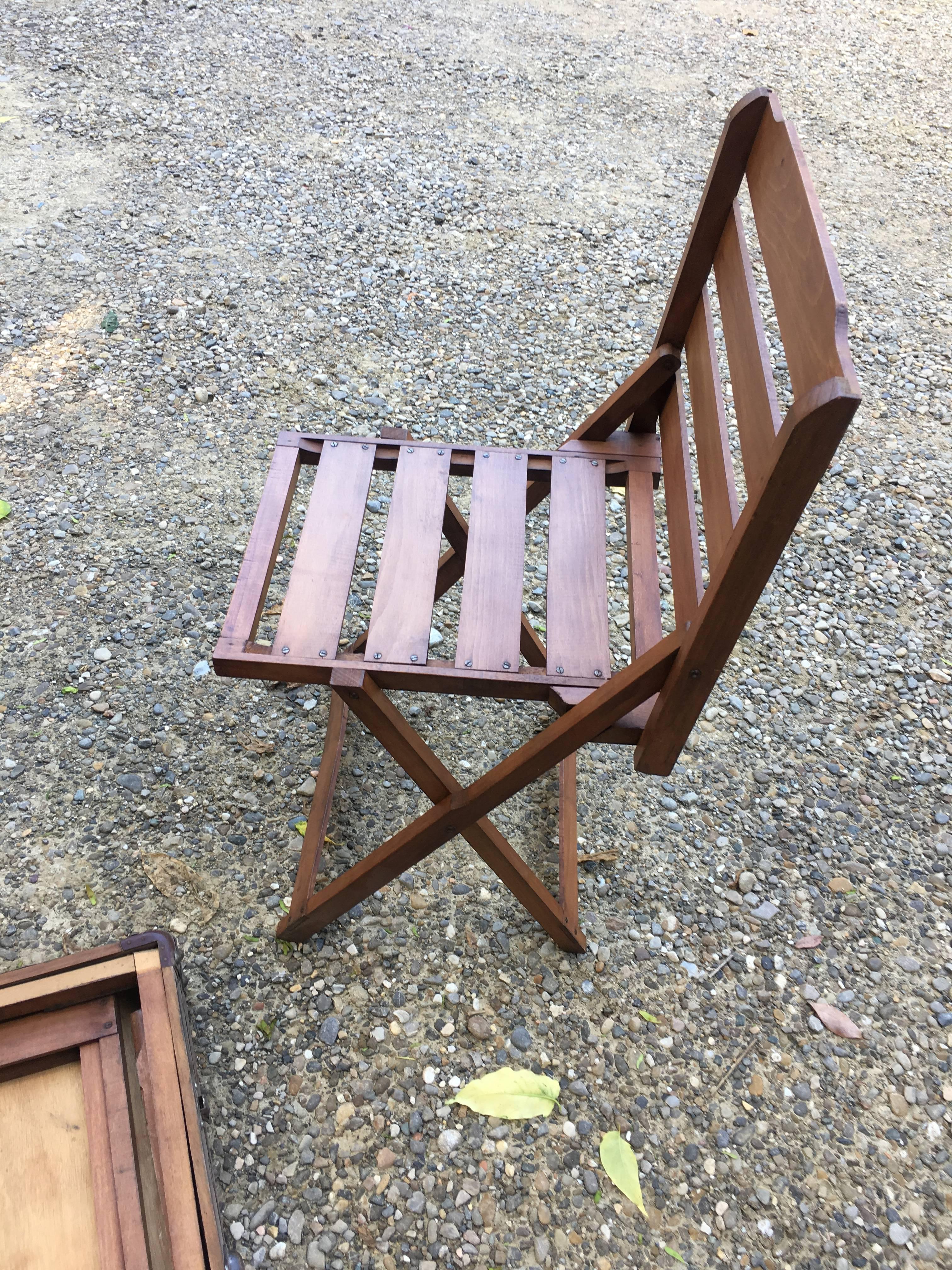 Wood Italian Picnic Folding Table with Chairs from 1950s For Sale
