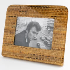 Italian Picture Frame in Lucite and Rattan, circa 1970