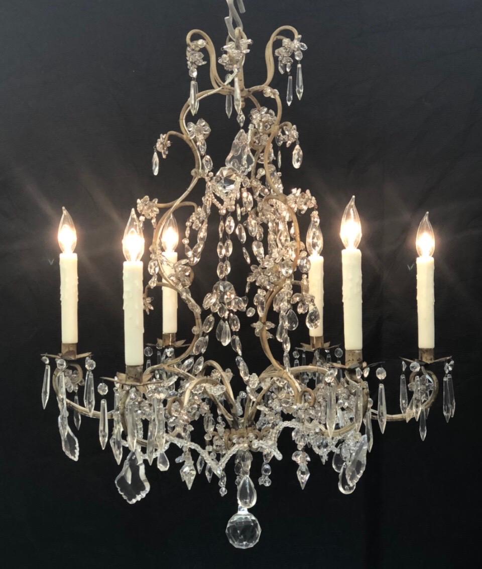 Italian Piedmont Chinoserie Style Crystal and Tôle Chandelier, 19th Century For Sale 8
