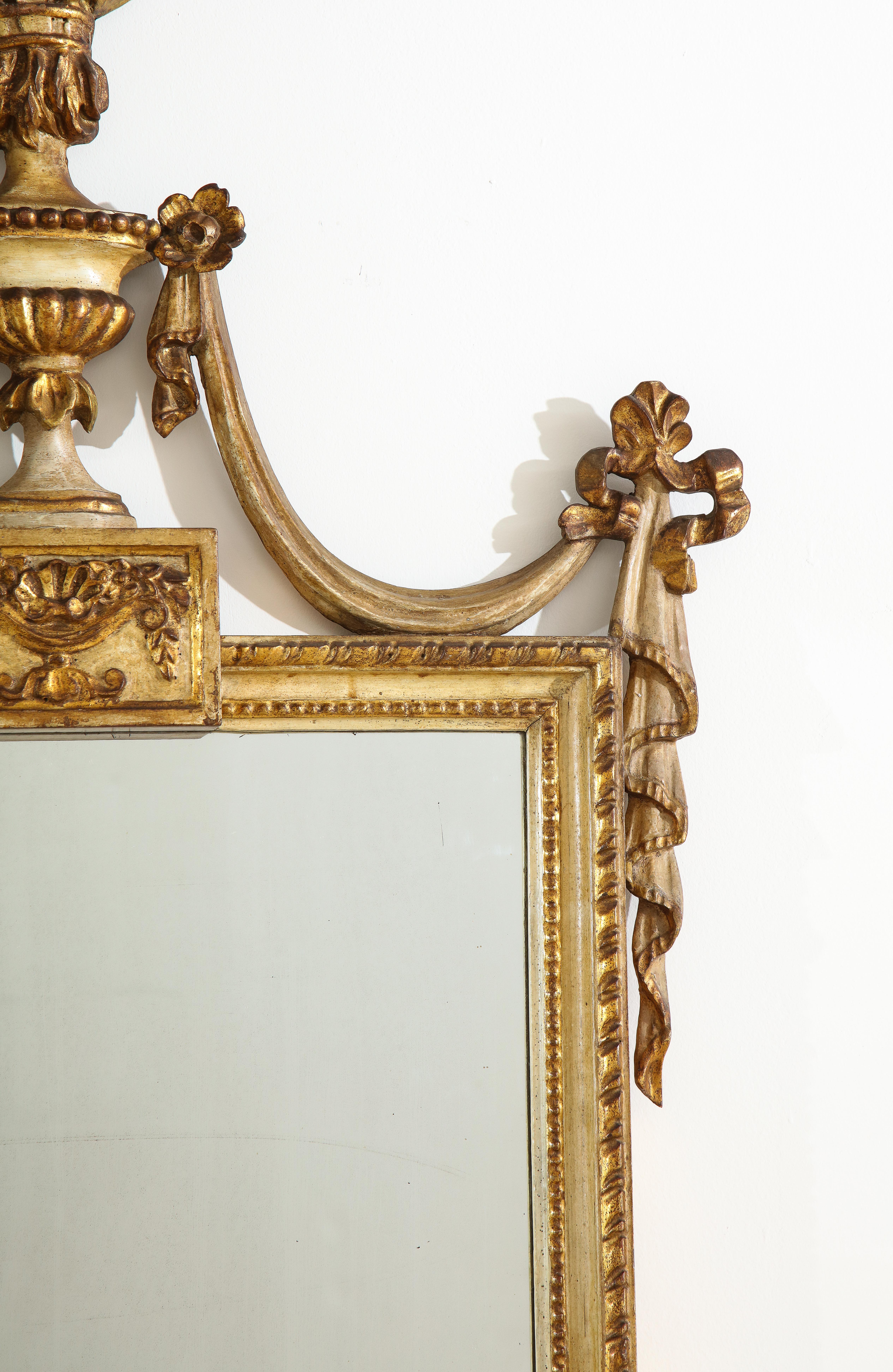 Louis XVI Italian Piedmontese Neoclassical Carved and Gilded Mirror