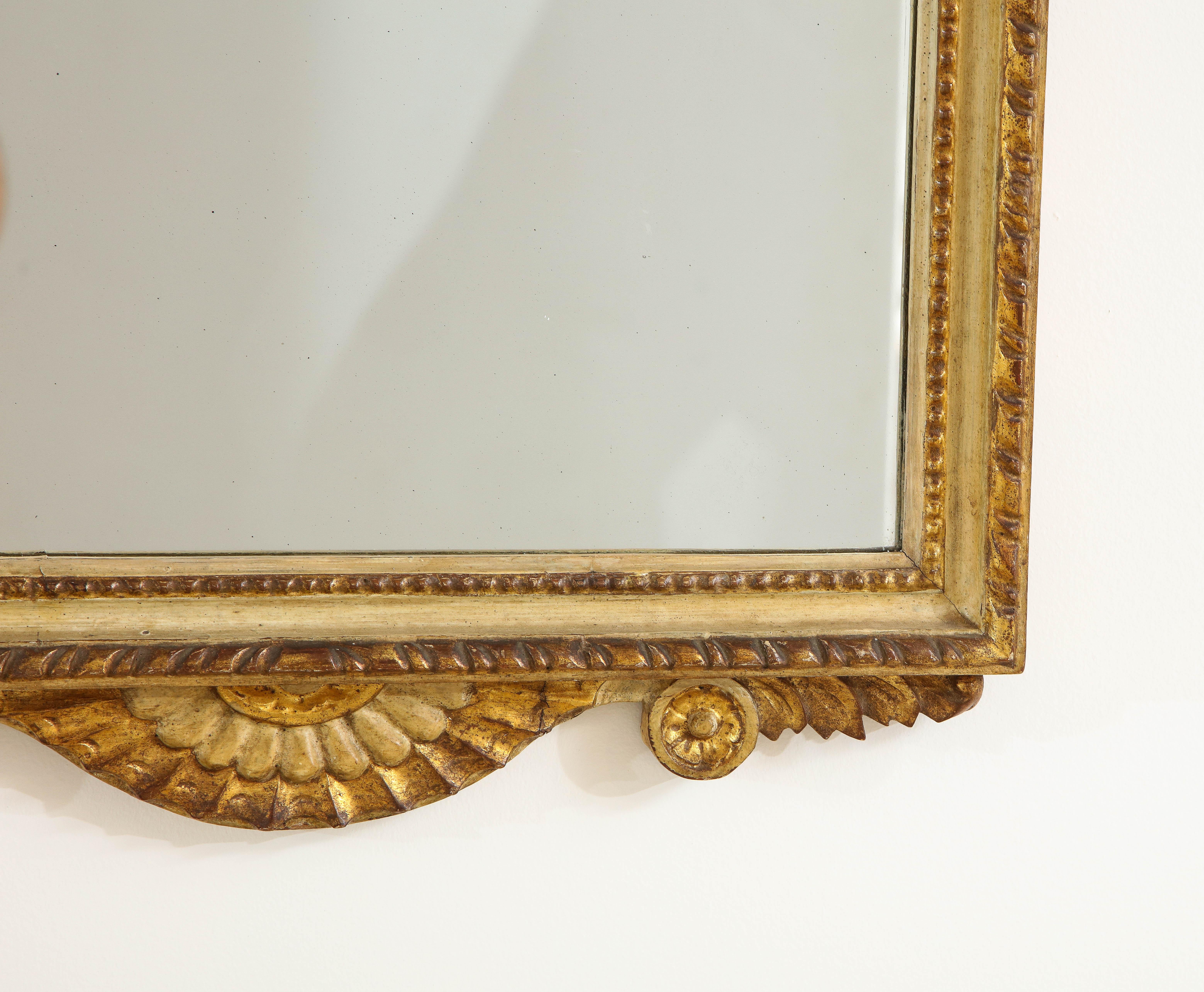 Hand-Carved Italian Piedmontese Neoclassical Carved and Gilded Mirror