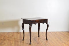 Italian, Piemonte, Dark Walnut Rococo Period 1-Drawer Wall Table, ca. 1740