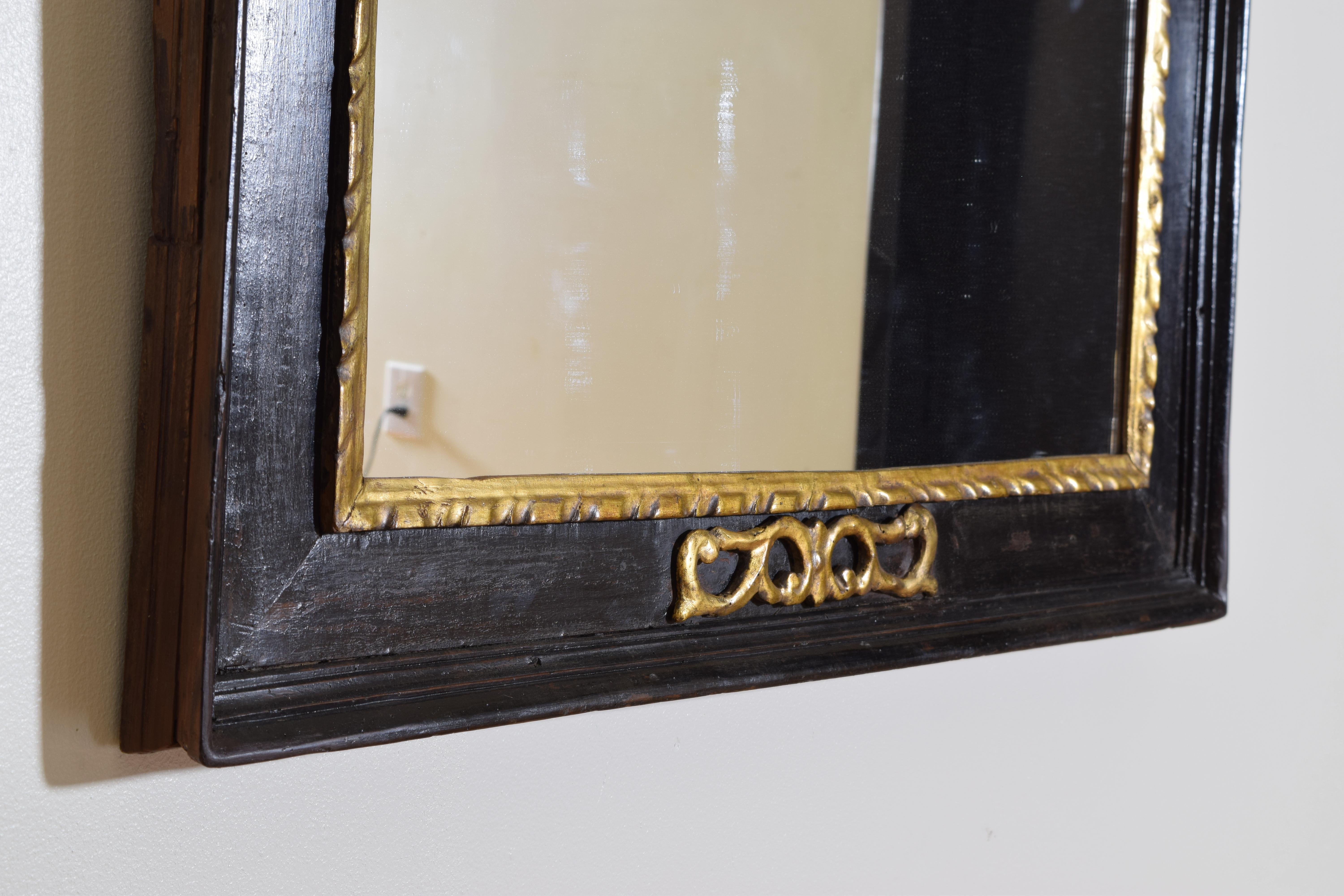 Italian Piemonte LXIV Period Carved Giltwood & Ebonized Mirror Early 18thCentury For Sale 2