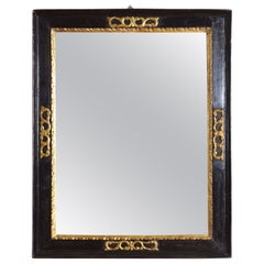 Italian Piemonte LXIV Period Carved Giltwood & Ebonized Mirror Early 18thCentury